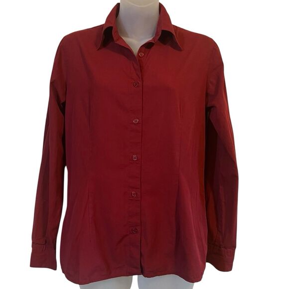 Casual Corner Red Cotton Button Down Shirt Women’s 4 Long Sleeve Vintage Y2K - Picture 11 of 11